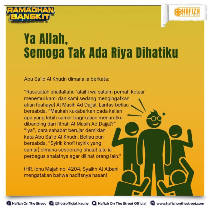 Ya Allah, Semoga Tak Ada Riya Dihatiku