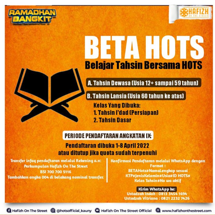 Yuk Belajar Tahsin bersama Komunitas Hafizh On The Street
