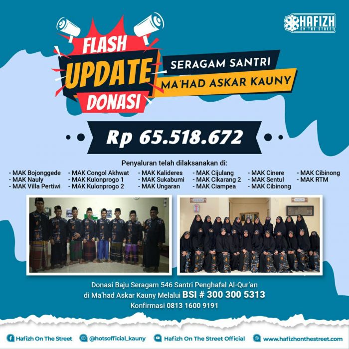 Seragam Santri untuk MAK RTM dan Cibinong Sudah Sampai