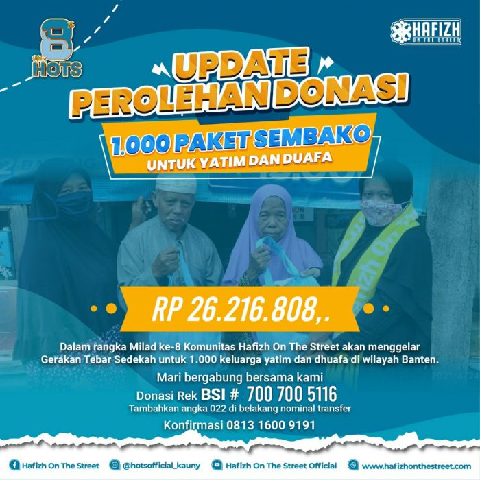 UPDATE PEROLEHAN DONASI 1000 PAKET SEMBAKO