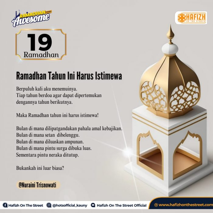 Ramadhan Tahun Ini Harus Istimewa