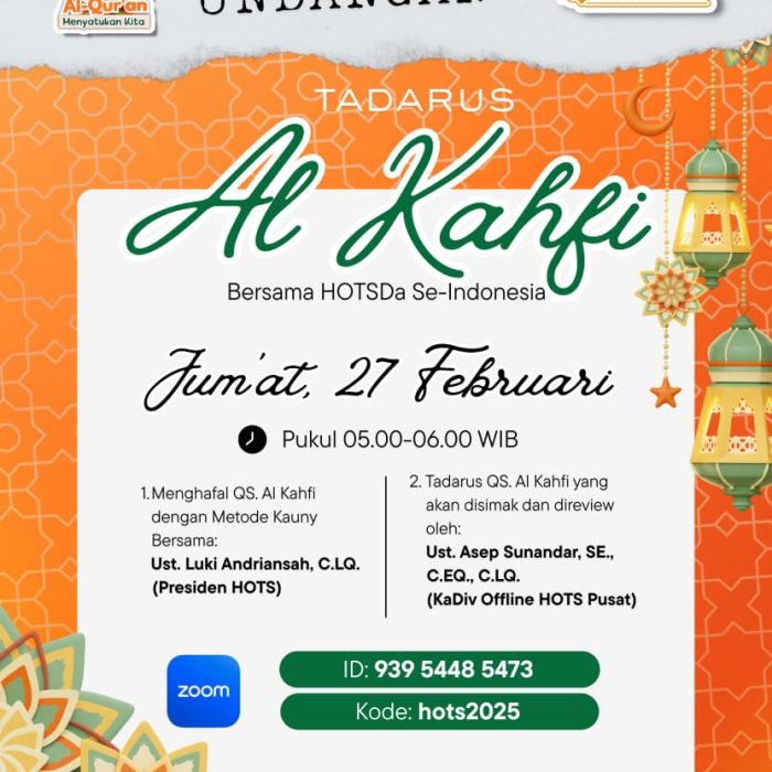 Undangan Tadarus Al-Kahfi Bersama HOTSDa se Indonesia