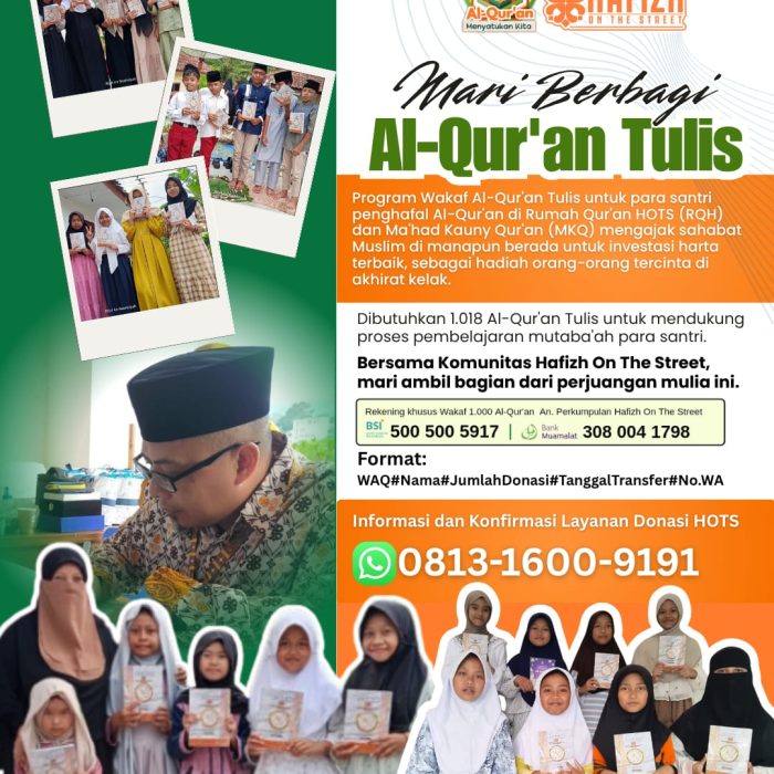 Mari Berbagi Al-Qur’an Tulis untuk Santri