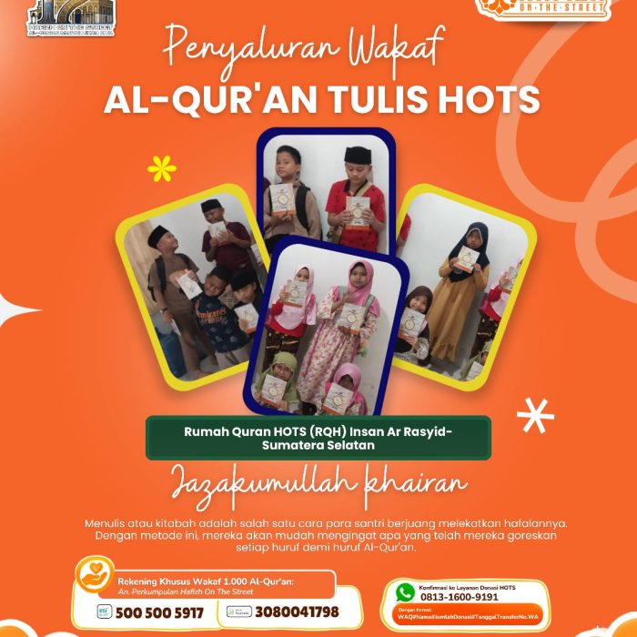 Penyaluran Wakaf Al-Qur’an Tulis RQH Insan Ar Rasyid