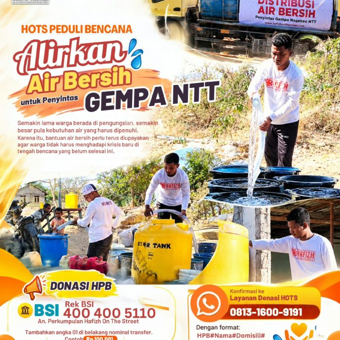 Alirkan Air Bersih untuk Penyintas Gempa NTT