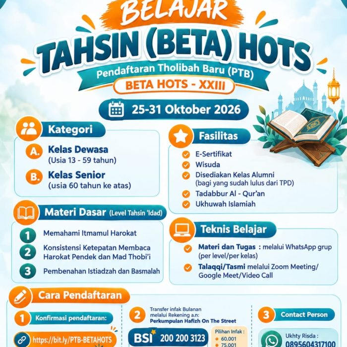 Pendaftaran Tholibah Baru (PTB) BETA HOTS – XXIII